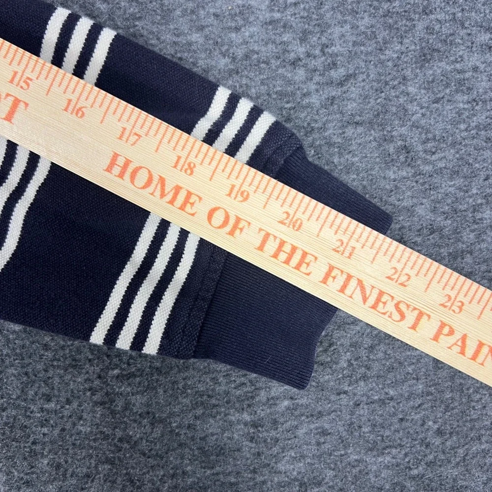 Vintage Tommy Hilfiger Rugby Polo Shirt Mens Large Navy Blue Striped Long Sleeve